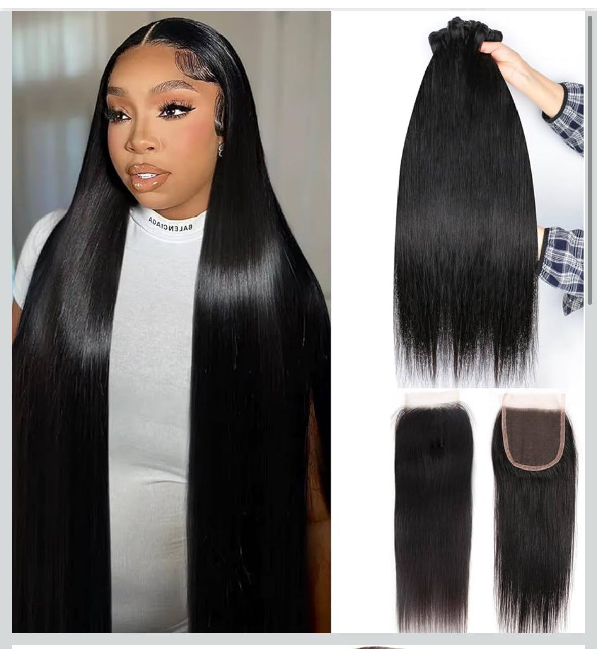 Straight hair bundles and closure 18” 20” 22”