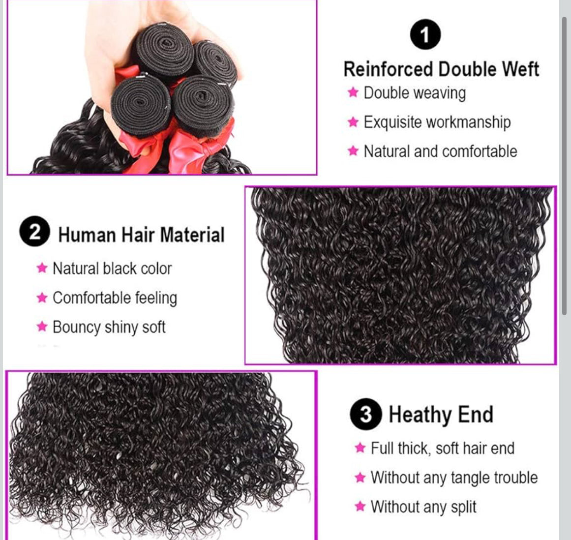Hair bundles and closure 18”20”22”